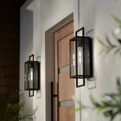 Possini Euro Design Jericho Modern Outdoor Wall Light Fixture Textured Black Metal 19" Clear Glass Panel For Post Exterior Barn Deck House Porch Yard -Possini Euro Design Sales GUEST 1bb8d501 00d9 4ed2 9d4c 766a2a829783