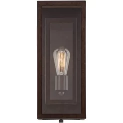 Possini Euro Design Modern Industrial Farmhouse Rustic Outdoor Wall Light Fixture Bronze 15 1/2" Clear Glass For Exterior Barn Deck House Porch Yard -Possini Euro Design Sales GUEST 1c02b524 ed1c 4e9d 8f8e 997f235debf9 1