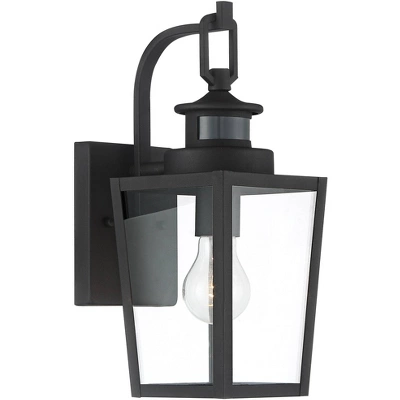 Possini Euro Design Ackerly Modern Outdoor Wall Light Fixture Textured Black Dusk To Dawn Motion Sensor 14" Clear Glass For Post Exterior Barn Deck 4 Possini Euro Design Ackerly Modern Outdoor Wall Light Fixture Textured Black Dusk To Dawn Motion Sensor 14" Clear Glass For Post Exterior Barn Deck - Image 4