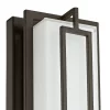 Possini Euro Design Belfonte Modern Outdoor Wall Light Fixtures Set Of 2 Bronze Rectangular Frame LED 16 1/4" White Glass For Post Exterior