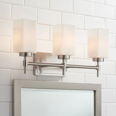 Possini Euro Design Possini Euro Salo 20 3/4" Wide Brushed Nickel 3-Light Bath Light 1 Possini Euro Design Possini Euro Salo 20 3/4" Wide Brushed Nickel 3-Light Bath Light