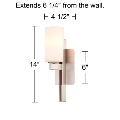 Possini Euro Design Ludlow Modern Wall Light Sconce Brushed Nickel Hardwire 4 1/2" Fixture Frosted Glass Shade For Bedroom Bathroom Vanity Reading 3 Possini Euro Design Ludlow Modern Wall Light Sconce Brushed Nickel Hardwire 4 1/2" Fixture Frosted Glass Shade For Bedroom Bathroom Vanity Reading - Image 3