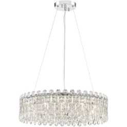 Possini Euro Design Alyssa Chrome Drum Chandelier 23 1/2" Wide Modern Crystal 12-Light LED Fixture For Dining Room Kitchen Island Entryway Bedroom -Possini Euro Design Sales GUEST 1d923792 2dc9 400e 8e5a ca6aed56b7b0