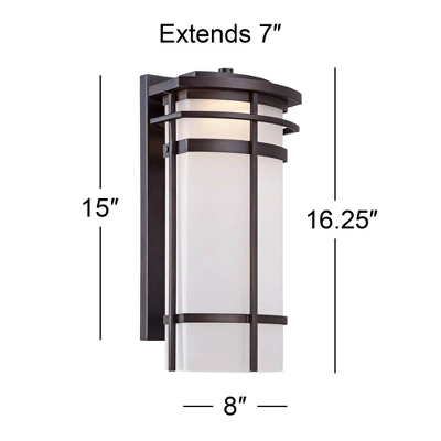Possini Euro Design Theola Modern Outdoor Wall Light Fixture Bronze LED 16 1/4" Etched Glass Shade For Post Exterior Barn Deck House Porch Yard Patio 6 Possini Euro Design Theola Modern Outdoor Wall Light Fixture Bronze LED 16 1/4" Etched Glass Shade For Post Exterior Barn Deck House Porch Yard Patio - Image 6