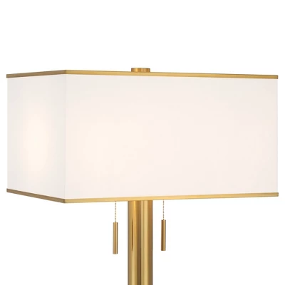 Possini Euro Design Bolivar Mid Century Modern 72" Tall Standing Floor Lamp Light Large Oversized 2-Light Pull Chain Metal Warm Gold Finish Bedroom 2 Possini Euro Design Bolivar Mid Century Modern 72" Tall Standing Floor Lamp Light Large Oversized 2-Light Pull Chain Metal Warm Gold Finish Bedroom - Image 2