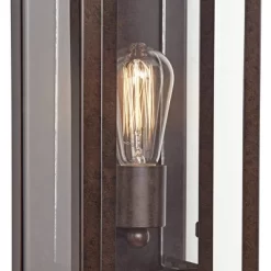 Possini Euro Design Modern Industrial Farmhouse Rustic Outdoor Wall Light Fixture Bronze 15 1/2" Clear Glass For Exterior Barn Deck House Porch Yard -Possini Euro Design Sales GUEST 1f2af868 47aa 49ee 9a8e 4b48f5473f00 1