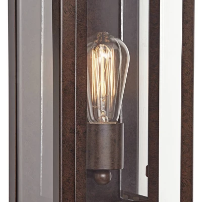 Possini Euro Design Rustic Industrial Farmhouse Outdoor Wall Light Fixtures Set Of 2 Bronze 15 1/2" Clear Glass For Exterior Barn Deck House Porch 3 Possini Euro Design Rustic Industrial Farmhouse Outdoor Wall Light Fixtures Set Of 2 Bronze 15 1/2" Clear Glass For Exterior Barn Deck House Porch - Image 3