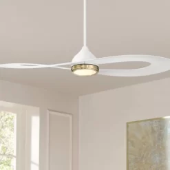 Possini Euro Design 52" Possini Euro Obi Matte White CCT LED Damp Ceiling Fan With Remote