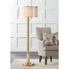 Possini Euro Design Granview Modern Floor Lamp 70 1/2" Tall Brass Metal Sheer Organza Outer Linen Inner Drum Shade For Living Room Bedroom Office Home