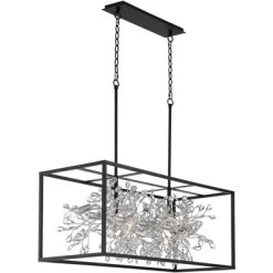 Possini Euro Design Carrine Black Silver Linear Pendant Chandelier 38 1/2" Wide Modern Clear Crystal 8-Light Fixture For Dining Room Kitchen Island -Possini Euro Design Sales GUEST 20098fb7 060c 4b63 8ebf 0c0b0dd92a5c