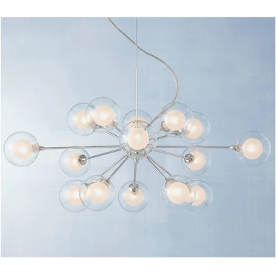 Possini Euro Design Spheres Chrome Chandelier 30" Wide Mid Century Modern Sputnik Glass Shade 15-Light Fixture For Dining Room House Kitchen Island 5 Possini Euro Design Spheres Chrome Chandelier 30" Wide Mid Century Modern Sputnik Glass Shade 15-Light Fixture For Dining Room House Kitchen Island - Image 5