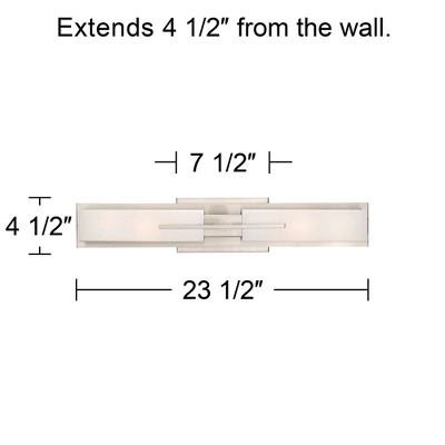 Possini Euro Design Midtown Modern Wall Light Brushed Nickel 23 1/2" 2-Light Fixture White Glass Shade For Bedroom Bathroom Vanity Reading Living Room 3 Possini Euro Design Midtown Modern Wall Light Brushed Nickel 23 1/2" 2-Light Fixture White Glass Shade For Bedroom Bathroom Vanity Reading Living Room - Image 3