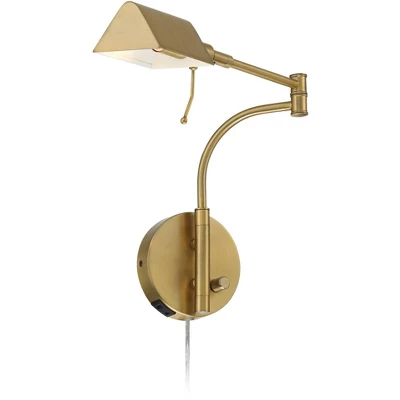 Possini Euro Design Keegan Modern Swing Arm Wall Lamp With Dual USB Ports Warm Gold Plug-In Light Fixture Adjustable For Bedroom 8 Possini Euro Design Keegan Modern Swing Arm Wall Lamp With Dual USB Ports Warm Gold Plug-In Light Fixture Adjustable For Bedroom - Image 8
