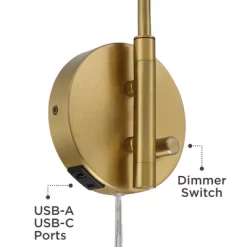 Possini Euro Design Keegan Modern Swing Arm Wall Lamp With Dual USB Ports Warm Gold Plug-In Light Fixture Adjustable For Bedroom 11 Possini Euro Design Keegan Modern Swing Arm Wall Lamp With Dual USB Ports Warm Gold Plug-In Light Fixture Adjustable For Bedroom -Possini Euro Design Sales GUEST 22068ac8 43bd 4b00 9d7b c43717b0690e