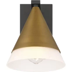 Possini Euro Design Possini Euro Leo 10"H Sand Black And Brass Outdoor Wall Light Set Of 2 -Possini Euro Design Sales GUEST 2289d3f6 5b80 4916 8b1a 67827b97e0a4 1