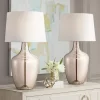 Possini Euro Design Ania 31" Tall Jar Large Modern Glam End Table Lamps Set Of 2 Clear Champagne Glass Living Room Bedroom Bedside Off-White Shade