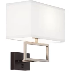 Possini Euro Design Trixie Modern Wall Lamps Set Of 2 Brushed Nickel Plug-in 12" Light Fixture Rectangular Fabric Shade For Bedroom Living Room Home 12 Possini Euro Design Trixie Modern Wall Lamps Set Of 2 Brushed Nickel Plug-in 12" Light Fixture Rectangular Fabric Shade For Bedroom Living Room Home -Possini Euro Design Sales GUEST 23b99d48 1f1e 4557 8855 86d4676afd24 1