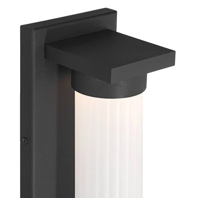 Possini Euro Design Kathleen 14" High Modern Outdoor Wall Light Fixture Mount Porch House Exterior Set Of 2 LED Bulb Sand Black Metal Glass Shade 2 Possini Euro Design Kathleen 14" High Modern Outdoor Wall Light Fixture Mount Porch House Exterior Set Of 2 LED Bulb Sand Black Metal Glass Shade - Image 2