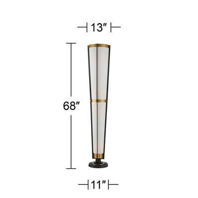 Possini Euro Design Mid Century Modern Torchiere Lamp 4-Light 68" Tall Antique Brass Off White Linen Cone Shade Living Room Office Uplight 6 Possini Euro Design Mid Century Modern Torchiere Lamp 4-Light 68" Tall Antique Brass Off White Linen Cone Shade Living Room Office Uplight - Image 6