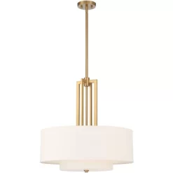 Possini Euro Design Sundry Warm Brass Pendant Chandelier 24" Wide Modern Double Drum Shades 4-Light Fixture For Dining Room House Foyer Kitchen Island -Possini Euro Design Sales GUEST 255702f2 17a5 451c a35d 849d569e4b27