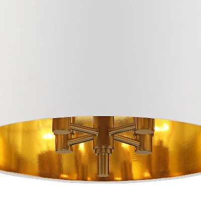 Possini Euro Design Rochelle Brass Pendant Chandelier 20" Wide Modern White Outer Gold Inner Drum Shade 4-Light Fixture For Dining Room Kitchen Island 2 Possini Euro Design Rochelle Brass Pendant Chandelier 20" Wide Modern White Outer Gold Inner Drum Shade 4-Light Fixture For Dining Room Kitchen Island - Image 2
