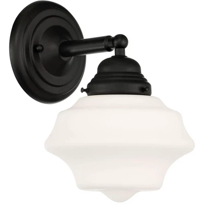 Possini Euro Design Astrid Modern Wall Light Sconce Black Hardwire 7 1/2" Fixture Schoolhouse White Glass For Bedroom Bathroom Vanity Reading Hallway 4 Possini Euro Design Astrid Modern Wall Light Sconce Black Hardwire 7 1/2" Fixture Schoolhouse White Glass For Bedroom Bathroom Vanity Reading Hallway - Image 4