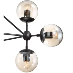 Possini Euro Design Gable Black Large Chandelier 41 1/2" Wide Mid Century Modern Cognac Glass Shade 10-Light Fixture For Dining Room Kitchen Island -Possini Euro Design Sales GUEST 274f3389 c65e 4e2a 9c75 b1488135ec9f