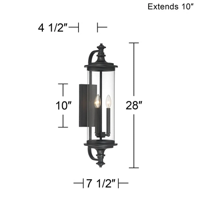Possini Euro Design Medici Modern Outdoor Wall Light Fixture Black 28" Clear Glass For Post Exterior Barn Deck House Porch Yard Patio Home Outside 7 Possini Euro Design Medici Modern Outdoor Wall Light Fixture Black 28" Clear Glass For Post Exterior Barn Deck House Porch Yard Patio Home Outside - Image 7