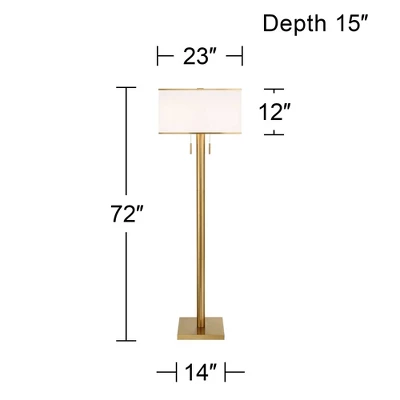 Possini Euro Design Bolivar Mid Century Modern 72" Tall Standing Floor Lamp Light Large Oversized 2-Light Pull Chain Metal Warm Gold Finish Bedroom 3 Possini Euro Design Bolivar Mid Century Modern 72" Tall Standing Floor Lamp Light Large Oversized 2-Light Pull Chain Metal Warm Gold Finish Bedroom - Image 3