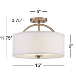 Possini Euro Design Halsted Modern Ceiling Light Semi Flush Mount Fixture 15" Wide Warm Brass 2-Light Oatmeal Linen Drum For Bedroom Living Room House 10 Possini Euro Design Halsted Modern Ceiling Light Semi Flush Mount Fixture 15" Wide Warm Brass 2-Light Oatmeal Linen Drum For Bedroom Living Room House -Possini Euro Design Sales GUEST 2944e367 29d2 4b62 a87f 2589d137d7f8