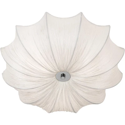 Possini Euro Design Planetarium Modern Ceiling Light Flush Mount Fixture 21" Wide Chrome 3-Light Ivory Fabric Scalloped Bowl For Bedroom Living Room 4 Possini Euro Design Planetarium Modern Ceiling Light Flush Mount Fixture 21" Wide Chrome 3-Light Ivory Fabric Scalloped Bowl For Bedroom Living Room - Image 4