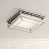 Possini Euro Design Radcliffe Modern Flush Mount Outdoor Ceiling Light Matte Nickel LED 4" Frosted Bonded Glass Damp Rated For Post Exterior Barn Deck