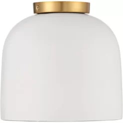 Possini Euro Design Merrick Modern Industrial Ceiling Light Flush Mount Fixture 9 1/4" Wide White Cement Gold For Bedroom Kitchen Living Room Hallway -Possini Euro Design Sales GUEST 2a20b418 8e55 4d9c 8c44 bc59b85cb0d4