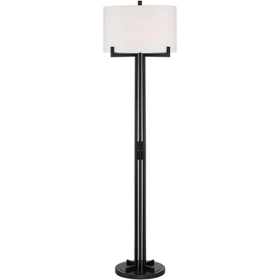 Possini Euro Design Madrid Modern Industrial Floor Lamp 64" Tall Matte Black Metal White Linen Hardback Drum Shade For Living Room Bedroom Office Home 6 Possini Euro Design Madrid Modern Industrial Floor Lamp 64" Tall Matte Black Metal White Linen Hardback Drum Shade For Living Room Bedroom Office Home - Image 6