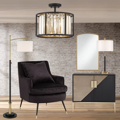 Possini Euro Design Milne Modern Ceiling Light Semi Flush Mount Fixture 14" Wide Bronze Brass 3-Light Clear Crystal For Bedroom Kitchen Living Room 6 Possini Euro Design Milne Modern Ceiling Light Semi Flush Mount Fixture 14" Wide Bronze Brass 3-Light Clear Crystal For Bedroom Kitchen Living Room - Image 6