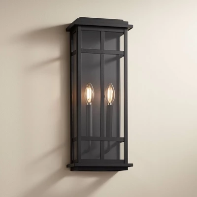 Possini Euro Design Metrix Modern Wall Light Sconce Black Metal Hardwired 8 1/4" 2-Light Fixture Clear Glass For Bedroom Bathroom Vanity 1 Possini Euro Design Metrix Modern Wall Light Sconce Black Metal Hardwired 8 1/4" 2-Light Fixture Clear Glass For Bedroom Bathroom Vanity