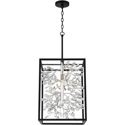 Possini Euro Design Black Silver Pendant Chandelier 15 1/4" Wide Modern Clear Crystal Flower Vine 4-Light Fixture For Dining Room House 7 Possini Euro Design Black Silver Pendant Chandelier 15 1/4" Wide Modern Clear Crystal Flower Vine 4-Light Fixture For Dining Room House - Image 7