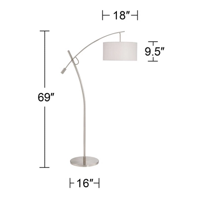 Possini Euro Design Raymond Modern 69" Tall Arc Floor Lamp With Smart Socket Raymond Nickel Adjustable Off-White Shade For Living Room 6 Possini Euro Design Raymond Modern 69" Tall Arc Floor Lamp With Smart Socket Raymond Nickel Adjustable Off-White Shade For Living Room - Image 6
