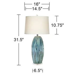 Possini Euro Design Eneya Modern Coastal Table Lamp 31" Tall Ceramic Blue Green Swirl Glaze Neutral Oval Shade For Bedroom Living Room Nightstand Home -Possini Euro Design Sales GUEST 2c74e349 082b 4bbc a3d0 de34b1ee84d2