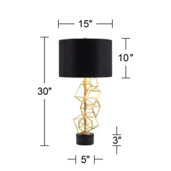 Possini Euro Design Modern Table Lamp 30" Tall Gold Metal Geometric Cube Black Drum Shade For Bedroom Living Room Bedside Nightstand Office Kids House -Possini Euro Design Sales GUEST 2cfe68d5 da11 4cdc a74a bc350a0f006b