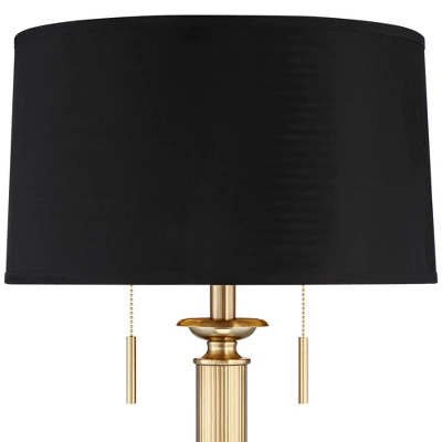 Possini Euro Design Wynne Traditional Table Lamp 30" Tall Warm Gold With USB Charging Port Black Drum Shade For Bedroom Living Room Bedside Nightstand 2 Possini Euro Design Wynne Traditional Table Lamp 30" Tall Warm Gold With USB Charging Port Black Drum Shade For Bedroom Living Room Bedside Nightstand - Image 2