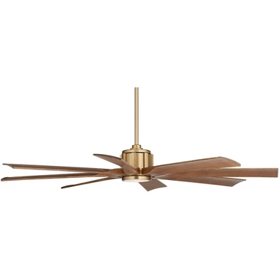 Possini Euro Design 60" Defender Modern Indoor Outdoor Ceiling Fan 8 Blade LED Light Remote Control Soft Brass Motor Koa Finish Blades Bedroom Patio 5 Possini Euro Design 60" Defender Modern Indoor Outdoor Ceiling Fan 8 Blade LED Light Remote Control Soft Brass Motor Koa Finish Blades Bedroom Patio - Image 5