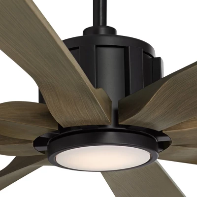 Possini Euro Design 70" Defender Farmhouse Rustic Indoor Outdoor Ceiling Fan 8 Blade LED Light Remote Control Matte Black Motor Bedroom Patio 2 Possini Euro Design 70" Defender Farmhouse Rustic Indoor Outdoor Ceiling Fan 8 Blade LED Light Remote Control Matte Black Motor Bedroom Patio - Image 2