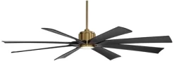 70" Possini Euro Design Defender Modern Indoor Outdoor Ceiling Fan With Dimmable LED Light Remote Soft Brass Matte Black Damp Rated For Patio Exterior -Possini Euro Design Sales GUEST 2ec90994 b894 433e ba5d 9dc9058599a7