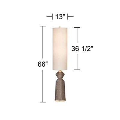 Possini Euro Design Taboo Mid Century Modern 66" Tall Standing Floor Lamp Sculpted Column Foot Switch Brown Faux Wood Finish Living Room Bedroom House 2 Possini Euro Design Taboo Mid Century Modern 66" Tall Standing Floor Lamp Sculpted Column Foot Switch Brown Faux Wood Finish Living Room Bedroom House - Image 2