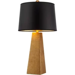 Possini Euro Design Obelisk Modern Table Lamp 26" High Gold Leaf Tapered Column Black Paper Drum Shade For Bedroom Living Room Bedside Nightstand Home -Possini Euro Design Sales GUEST 2f211d92 958f 4bed 8a14 cb27368096e6