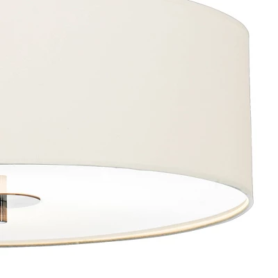 Possini Euro Design Brushed Nickel Pendant Chandelier 24" Wide Modern White Canvas Drum Shade 4-Light Fixture For Dining Room House Kitchen Island 2 Possini Euro Design Brushed Nickel Pendant Chandelier 24" Wide Modern White Canvas Drum Shade 4-Light Fixture For Dining Room House Kitchen Island - Image 2