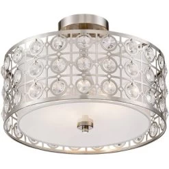 Possini Euro Design Saira Modern Ceiling Light Semi Flush Mount Fixture 16" Wide Brushed Nickel Crystal Organza Drum Shade For Bedroom Kitchen Hallway 7 Possini Euro Design Saira Modern Ceiling Light Semi Flush Mount Fixture 16" Wide Brushed Nickel Crystal Organza Drum Shade For Bedroom Kitchen Hallway -Possini Euro Design Sales GUEST 2fca2bd0 5fb8 491e 8a14 73d05a4290d8