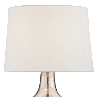 Possini Euro Design Ania 31" Tall Jar Large Modern Glam End Table Lamps Set Of 2 Clear Champagne Glass Living Room Bedroom Bedside Off-White Shade 2 Possini Euro Design Ania 31" Tall Jar Large Modern Glam End Table Lamps Set Of 2 Clear Champagne Glass Living Room Bedroom Bedside Off-White Shade - Image 2
