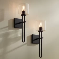 Possini Euro Design Possini Euro Katrina 17 1/2" High Black Wall Sconce Set Of 2